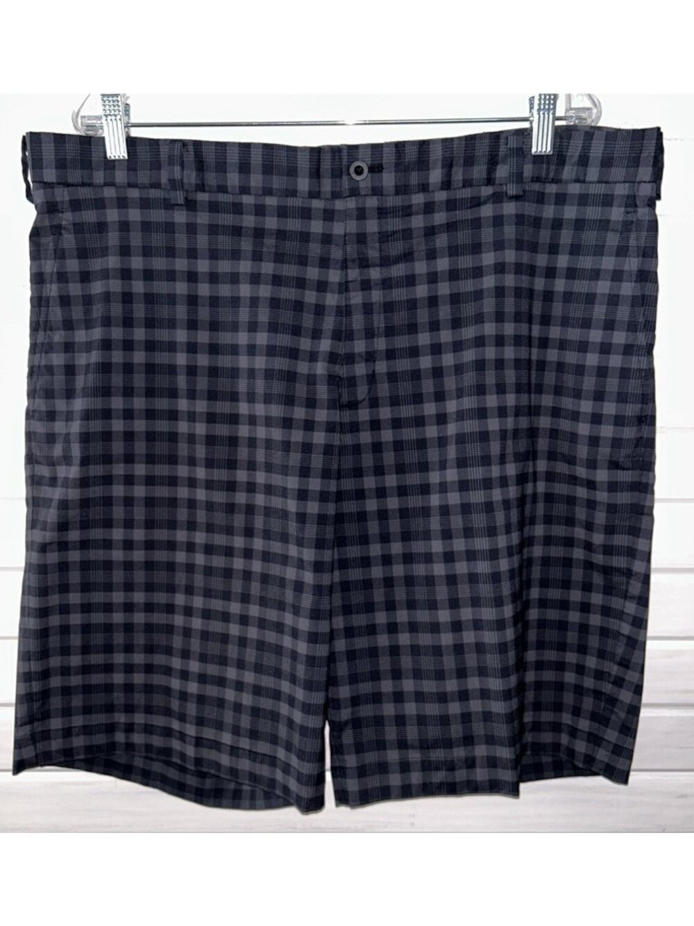 Nike Flex Core Golf Shorts Sz 40 Gray Plaid Dri Fit Flat Front Stretch EUC